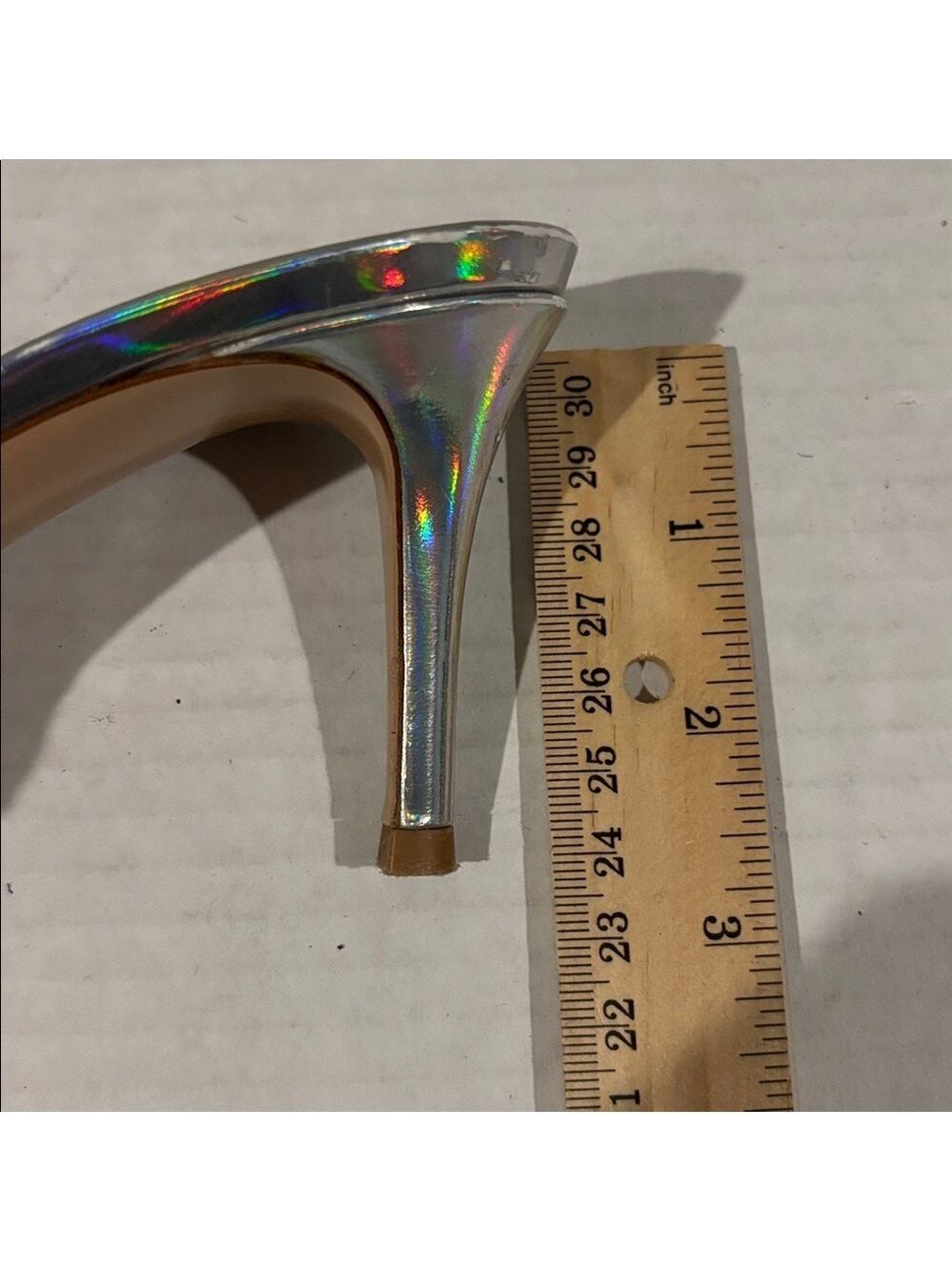 Gianvito Rossi Elle 105 Silver Iridescent and Foil Leather Plexi Mules-36 Euro - Picture 7 of 8